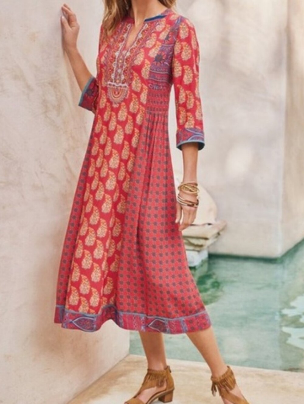 Soft Surroundings Phoenix Embroidered Dress